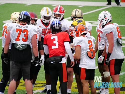 Mobile, AL – February 1: The National Team On The Second Day Of Practice At The 2023 Senior Bowl (Photo by Zach McKinnell, The Bluebloods)