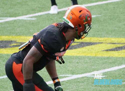 Mobile, AL – February 1: Florida A&M LB Isaiah Land On The Second Day Of Practice At The 2023 Senior Bowl (Photo by Zach McKinnell, The Bluebloods)