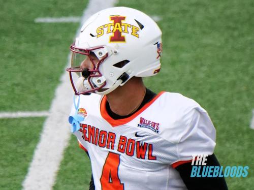 Mobile, AL – February 1: Iowa State WR Xavier Hutchinson On The Second Day Of Practice At The 2023 Senior Bowl (Photo by Zach McKinnell, The Bluebloods)