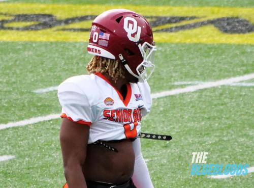 Mobile, AL – February 1: Oklahoma RB Eric Gray On The Second Day Of Practice At The 2023 Senior Bowl (Photo by Zach McKinnell, The Bluebloods)