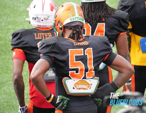 Mobile, AL – February 1: Florida A&M LB Isaiah Land On The Second Day Of Practice At The 2023 Senior Bowl (Photo by Zach McKinnell, The Bluebloods)