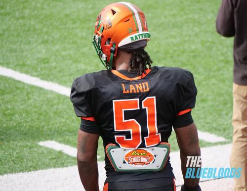 Mobile, AL – February 1: Florida A&M LB Isaiah Land On The Second Day Of Practice At The 2023 Senior Bowl (Photo by Zach McKinnell, The Bluebloods)