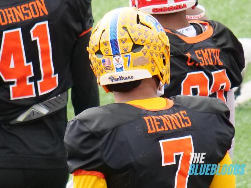 Mobile, AL – February 1: Pittsburgh LB Sirvocea Dennis On The Second Day Of Practice At The 2023 Senior Bowl (Photo by Zach McKinnell, The Bluebloods)