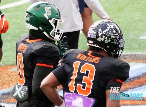 Mobile, AL – February 1: Sacramento State LB Marte Mapu & TCU LB Dee Winters On The Second Day Of Practice At The 2023 Senior Bowl (Photo by Zach McKinnell, The Bluebloods)