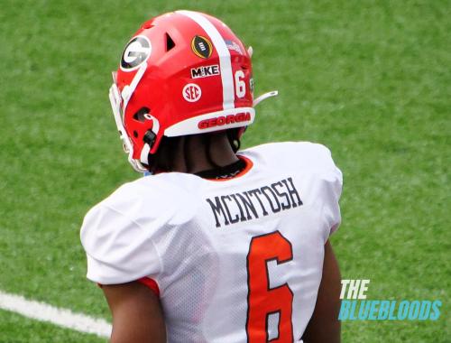 Mobile, AL – February 1: Georgia RB Kenny McIntosh On The Second Day Of Practice At The 2023 Senior Bowl (Photo by Zach McKinnell, The Bluebloods)