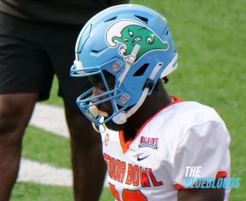 Mobile, AL – February 1: Tulane RB Tyjae Spears On The Second Day Of Practice At The 2023 Senior Bowl (Photo by Zach McKinnell, The Bluebloods)